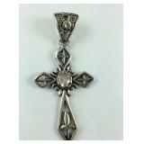 Cross w/ CZ Stone, silvertone