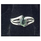 Green Topaz & Genuine Diamond Ring, 2 grams