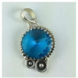 Blue Topaz Pendant, 10.5 grams  Sterling Silver