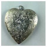 Ornate Heart Locket Pendant, 11.5 grams  Sterling