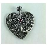 Genuine Ruby Heart Pendant Signed FM, 4.5 grams