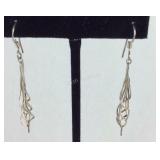 Silver Swirl Fish Hook Dangle Earrings, 2.9 grams