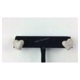 (Screw back) CZ Cluster Heart Stud Earrings, 3.5