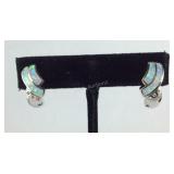 Opal Stud Earrings w/ CZ Accents, 5.9 grams