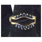 14k yellow gold sapphire ring, size 7 tested 4.4g