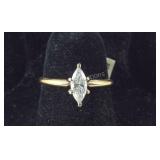 14k yellow gold diamond ring size 5.5,  .39cts