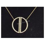14k yellow gold and diamond circle pendant