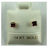 14k yellow gold garnet stud earrings