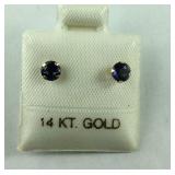 14k yellow gold Iolite stud earrings