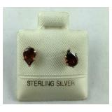 Sterling silver garnet stud earrings