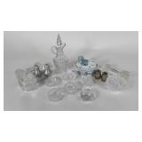 Glass salt dips, mini hen on nest, salt &