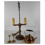 Metalworks,  brass table lamp, copper & brass