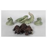 Hobbyist ceramics, puppies and horn of plenty