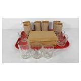 Glass tumblers, six 7oz, six 10oz and four 11oz