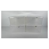 Four container store storage bins, 7" x 13" x