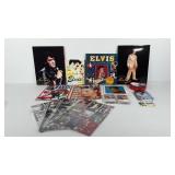 Elvis Presley memorabilia, includes candy tin,