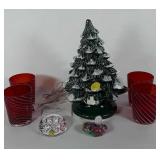 Holiday decor, includes ceramic Christmas tree,
