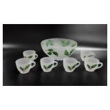 Glassware, frosted glass punch bowl set with