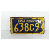 Pennsylvania license plate, 1956