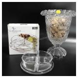 Glass/crystalware, includes pedestal vase full of