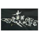 Group of crystal cut clear glass ornaments
