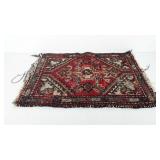 Scatter rug, shows wear, 21.5" x 30"