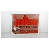 Advertising,  metal Sportsman Pet Food sign,