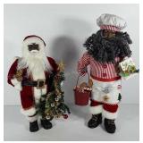 Holiday decor, two Santa statues, 17" and 20"