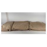 Three neutral color blankets, twin XL, and