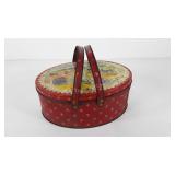 Sewing Supplies tin with Swiss village scene,
