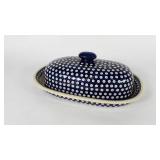 Polish pottery 15" covered platter