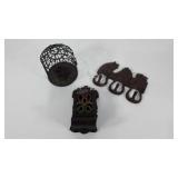 Metalworks, cast match holder, cast horse head