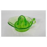 Green Depression glass juicer, 8"