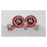 Advertising, coca-cola plates, mugs and tumbler