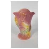 Tropical bird design vase, 9", marked USA 85,