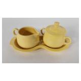 Fiesta yellow cream and sugar with tray