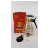 Pyrex 8 cup carafe with warmer stand, includes