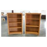 Pair of laminate bookcases, adjustable shelves,