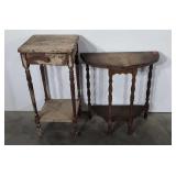 Half moon table and side table with drawer, both