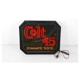 Advertising, Colt 45 lighted sign, works, crack