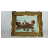 Framed painting, marked on back 