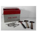 Saw Toter toolbox and contents, combination