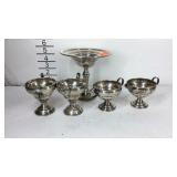 Sterling weighted group, two sugar and creamers