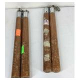 Two pairs of nunchucks