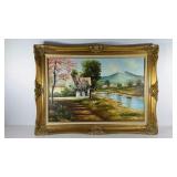 Large oil painting in guided frame, 45 x 33,