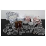 Fostoria glass group, variety of pieces including