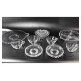 Candlewick dishes, cups and saucers, heart