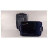 Empty tote with lid (lid does have writing on