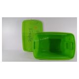 Empty tote with lid (lid does have writing on