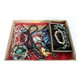 Costume jewelry, includes glass and stone pieces